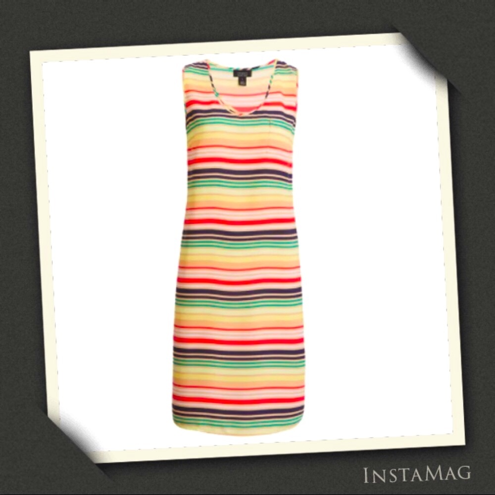 HALOGEN X ATLANTIC-PACIFIC Striped Shift Dress